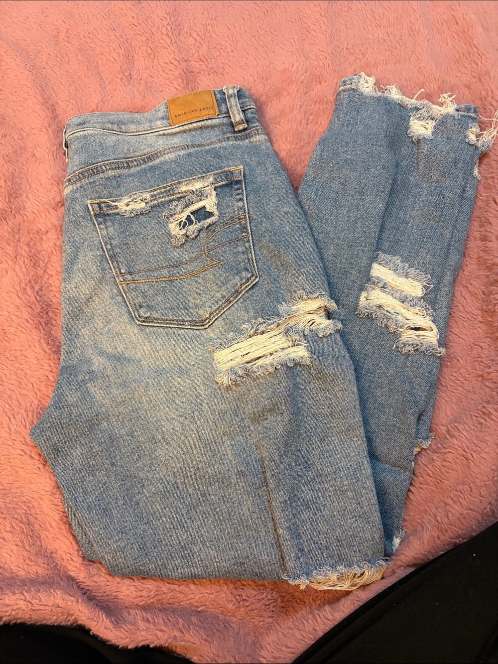 American Eagle Outfitters Light Blue Distressed Straight Leg Jeans